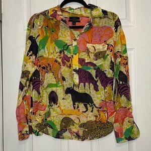 J. Crew Multicolor Animal Top 6